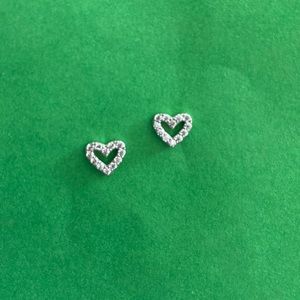 Sterling Silver and Cubic Zirconium Heart Earrings